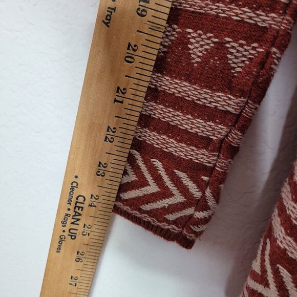 Lucky Brand Sz Med Aztec Tribal Knit Open Front Cardigan Sweater Heavyweight - Picture 4 of 8